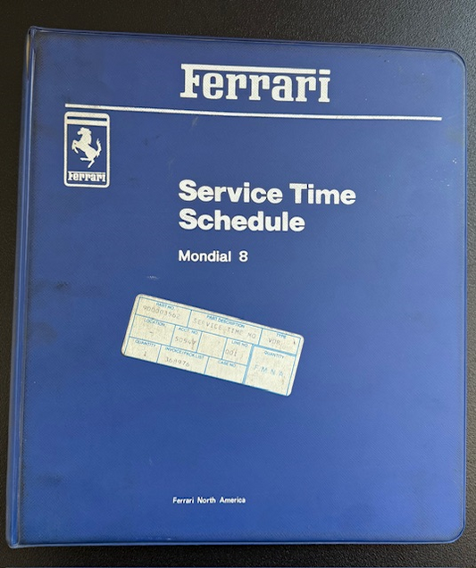 Genuine Ferrari Mondial Service Time Manual